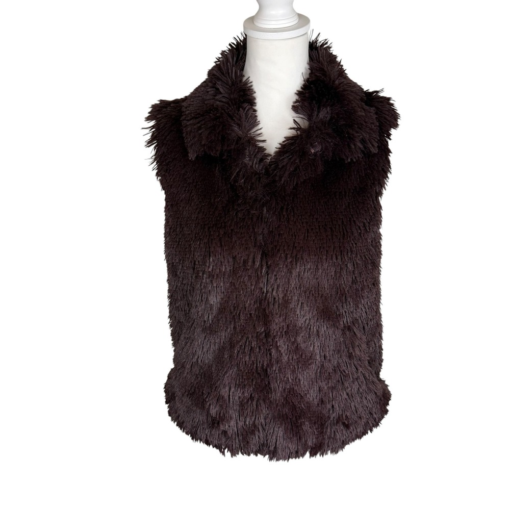 Betsey Johnson Faux Fur Vest Dark Brown Leopard Print Lining NWT Medium